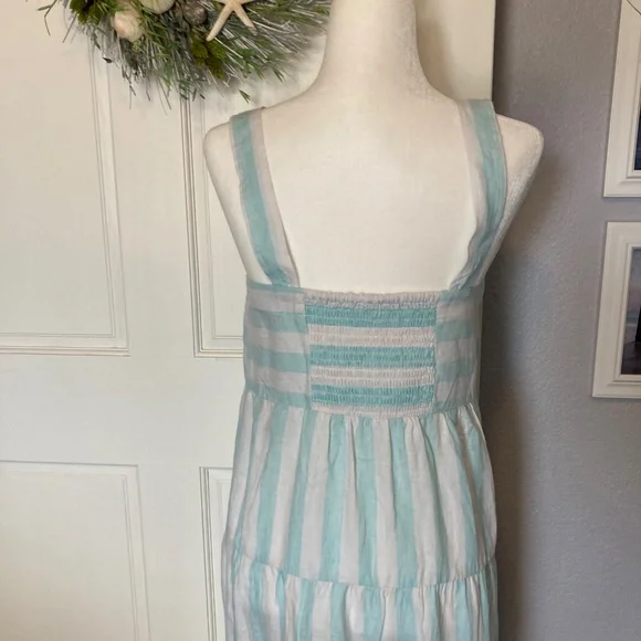 Casa Cabana Linen Blend Coastal striped Sundress New With Tags - Picture 10 of 12
